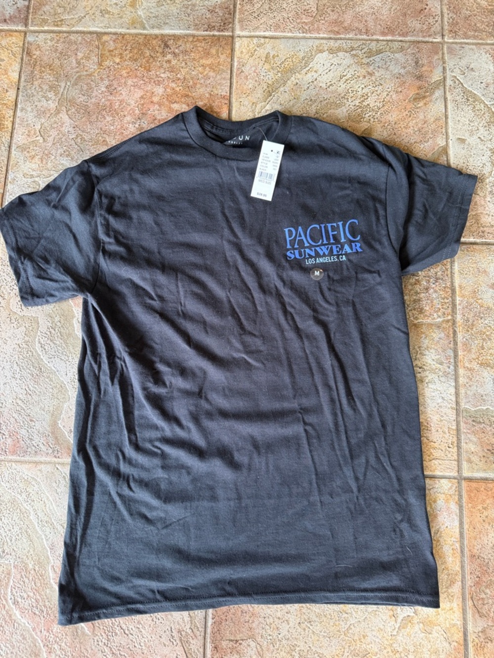 Pacsun Black Short Sleeve Tee with Blue Chest Logo
